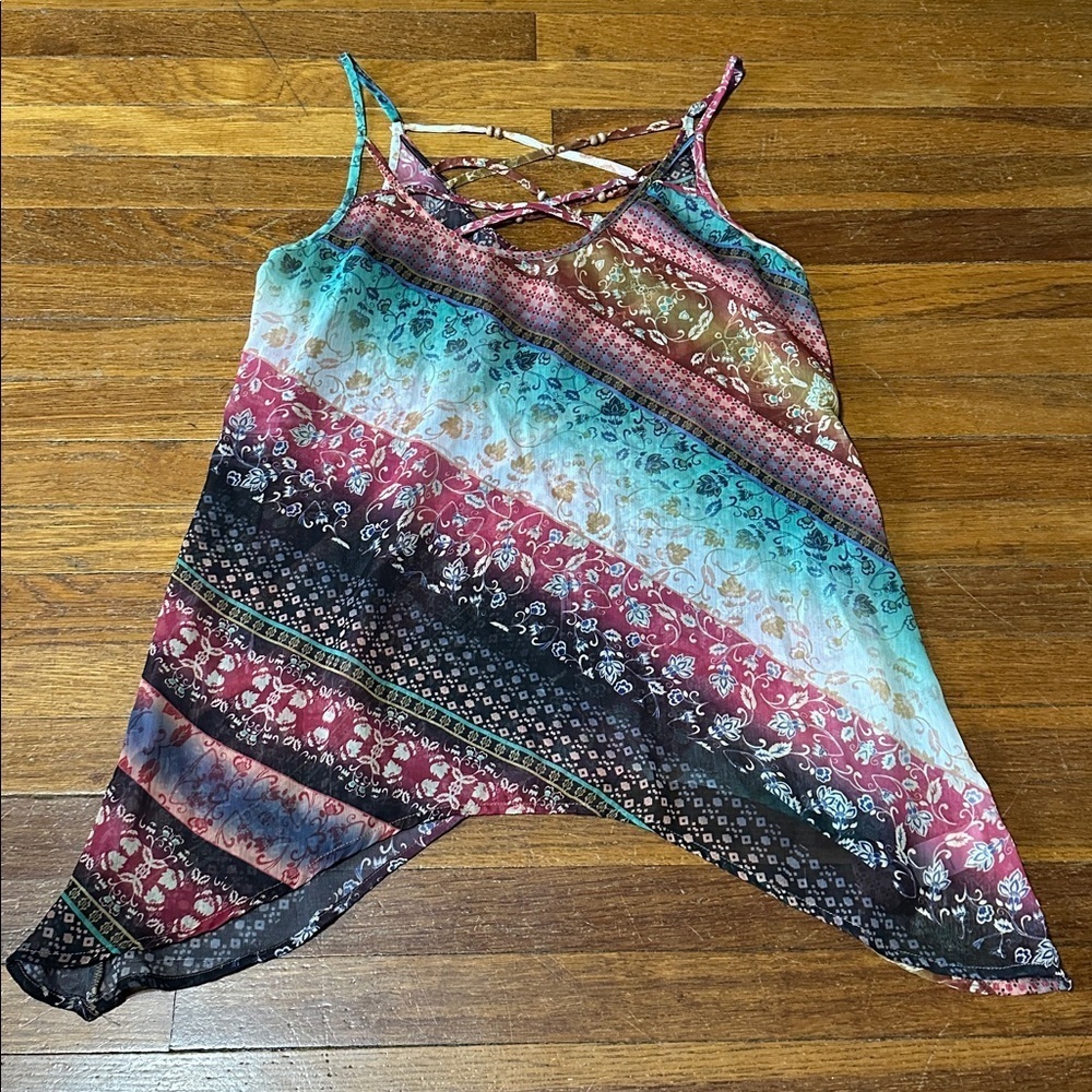 Maurices Floral Boho Top in Red and Cream